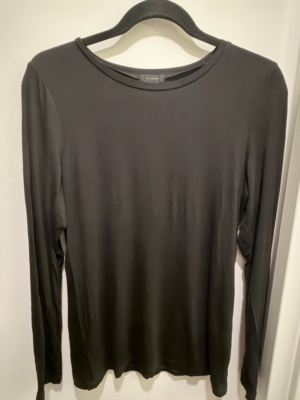 Halogen Black Crewneck Long Sleeve Top